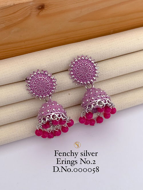 Designer Fancy Navaratri Special Silver Earrings 4 Wholesale Online
